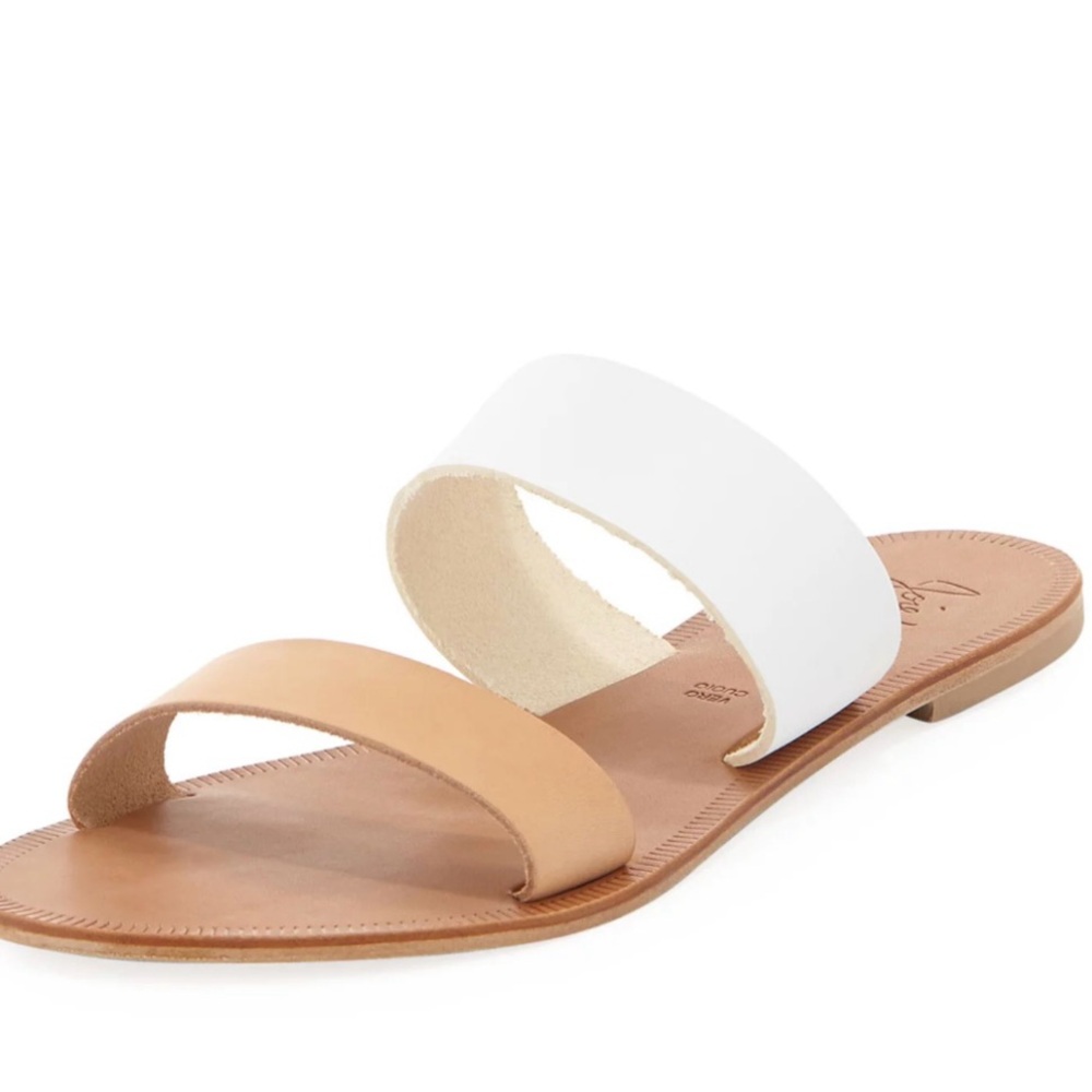 Joie a la plage sable Women's Tan and White leather sandals
